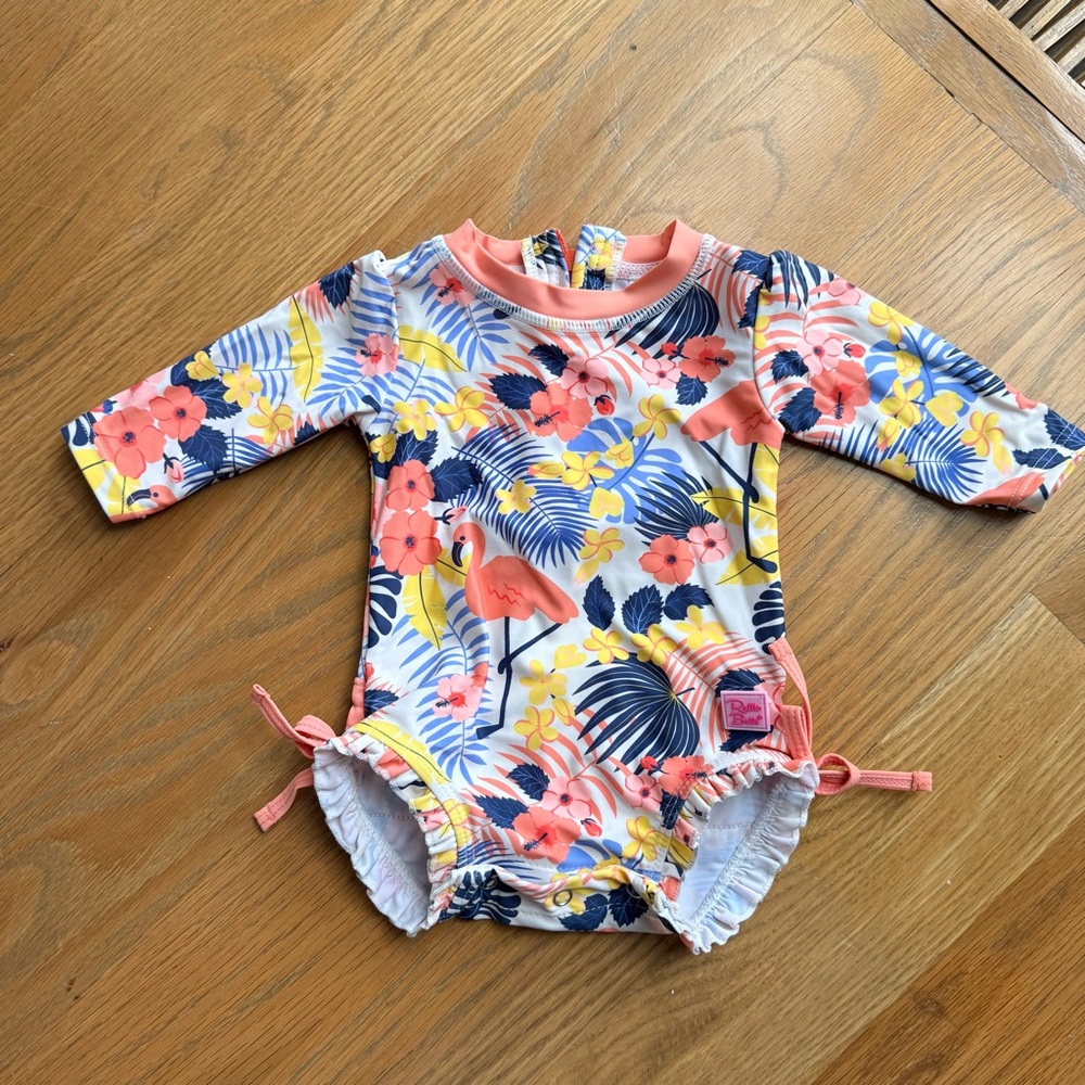 Ruffle Butts Floral rashguard - like new